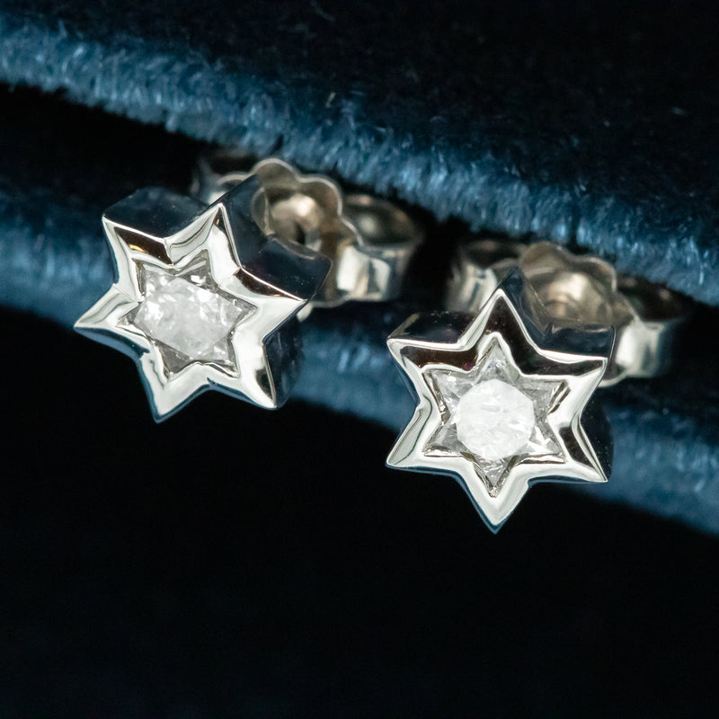 Star of David Diamond Cut Stud Earrings ©