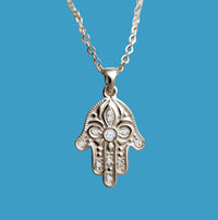 Floral Hamsa Diamond Pendant Necklace | Symbolic Jewelry