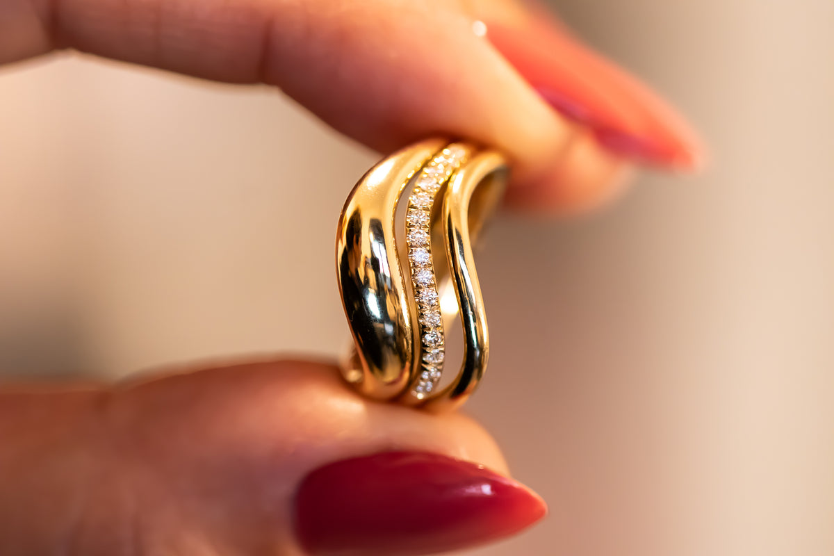 Wave Diamond Ring Set