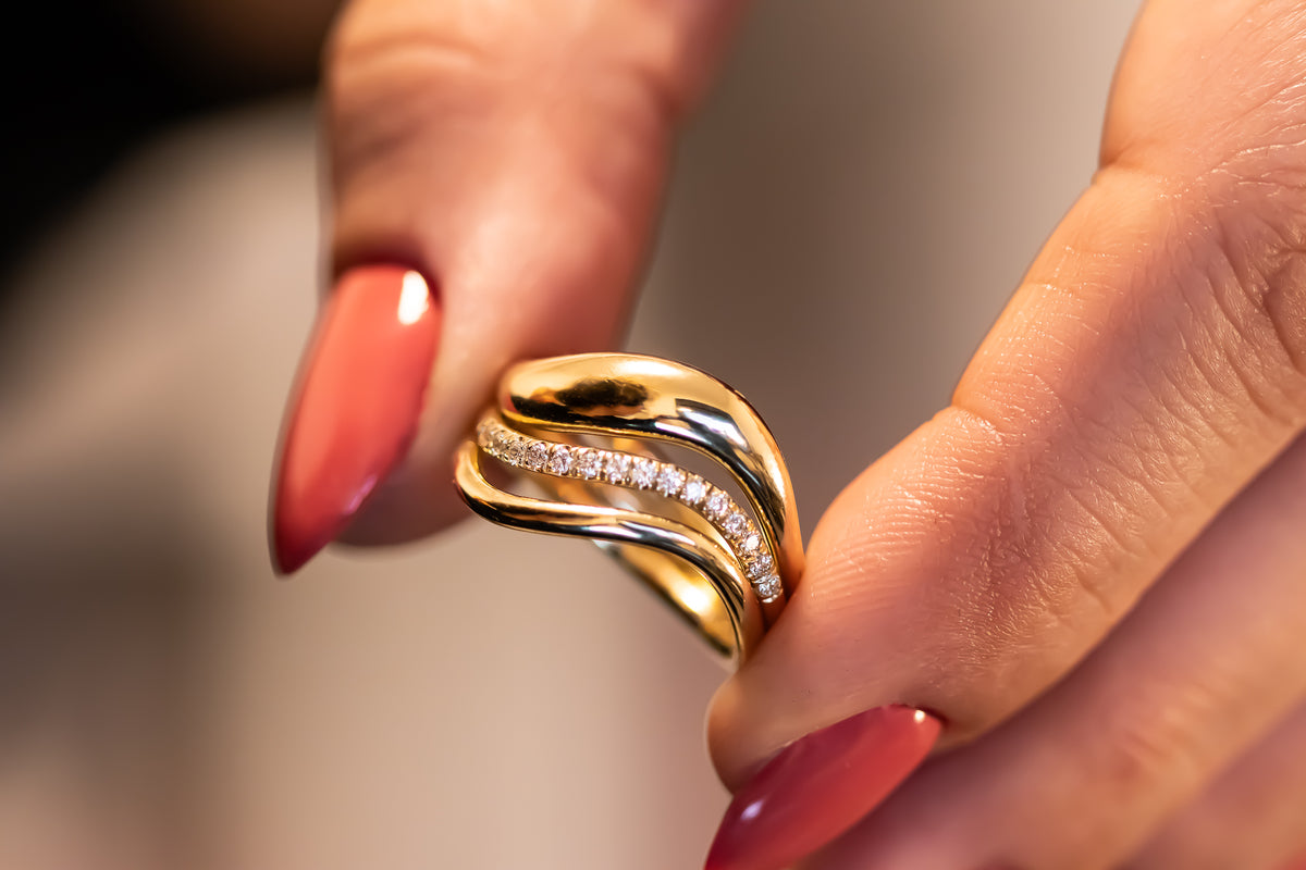 Wave Diamond Ring Set