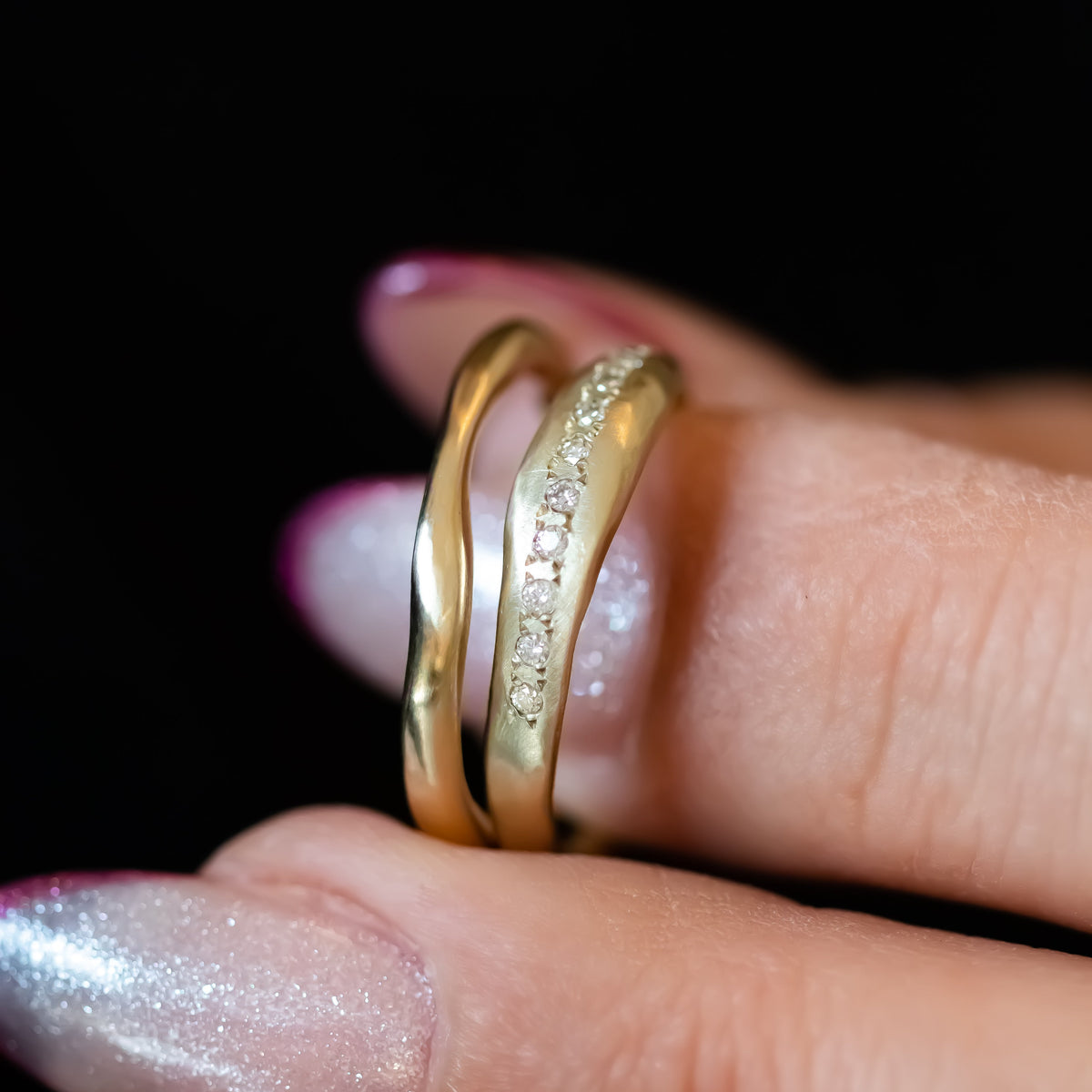 Sculpted Gold Wedding Band for Women, Gold Wedding Ring, 14k Gold Or 18k Gold Wedding Band, Rough Gold Ring, Matching Wedding Bands His and Hers