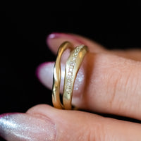 Sculpted Gold Wedding Band for Women, Gold Wedding Ring, 14k Gold Or 18k Gold Wedding Band, Rough Gold Ring, Matching Wedding Bands His and Hers
