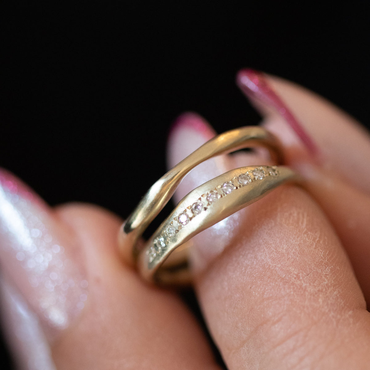 Minimalist Sculptured Gold Wedding Band
