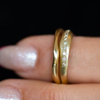 Sculpted Gold Wedding Band for Women, Gold Wedding Ring, 14k Gold Or 18k Gold Wedding Band, Rough Gold Ring, Matching Wedding Bands His and Hers