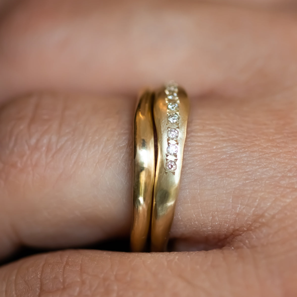 Sculpted Gold Wedding Band for Women, Gold Wedding Ring, 14k Gold Or 18k Gold Wedding Band, Rough Gold Ring, Matching Wedding Bands His and Hers
