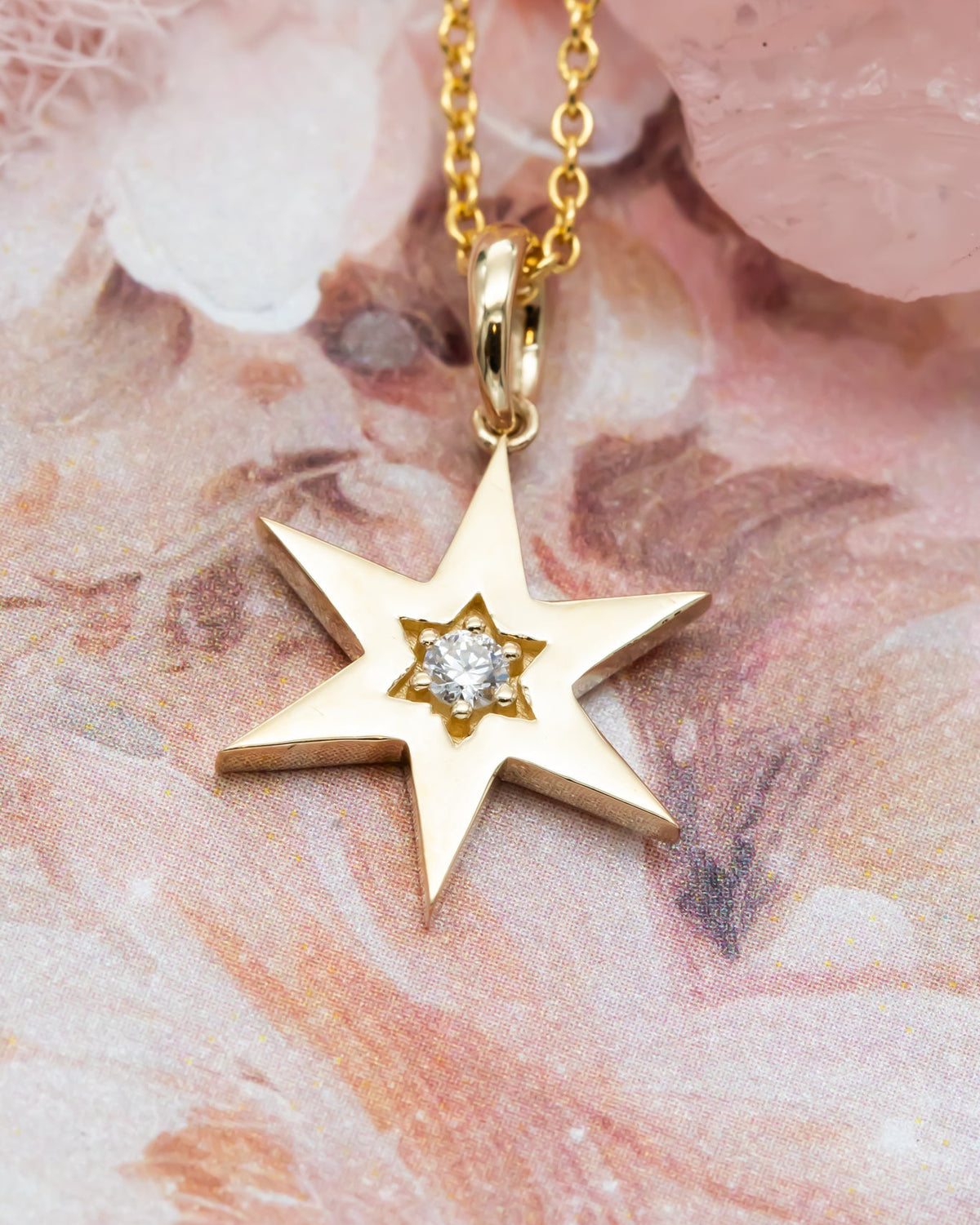 Zohar | Pointed Star of David Necklace with Diamond