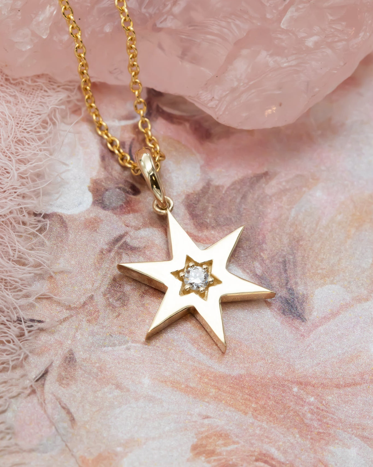 Zohar | Pointed Star of David Necklace with Diamond