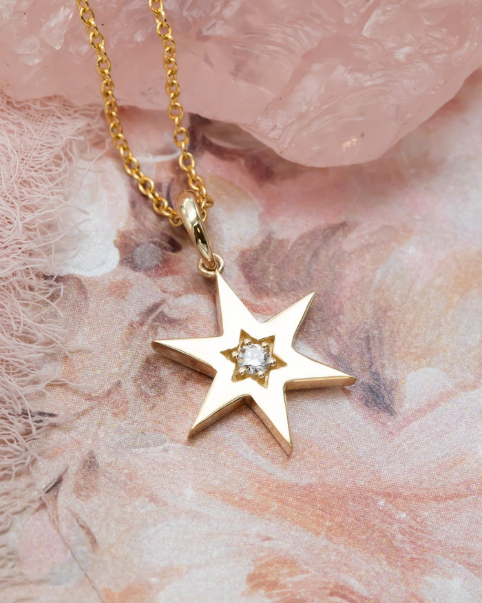 Zohar | Pointed Star of David Necklace with Diamond