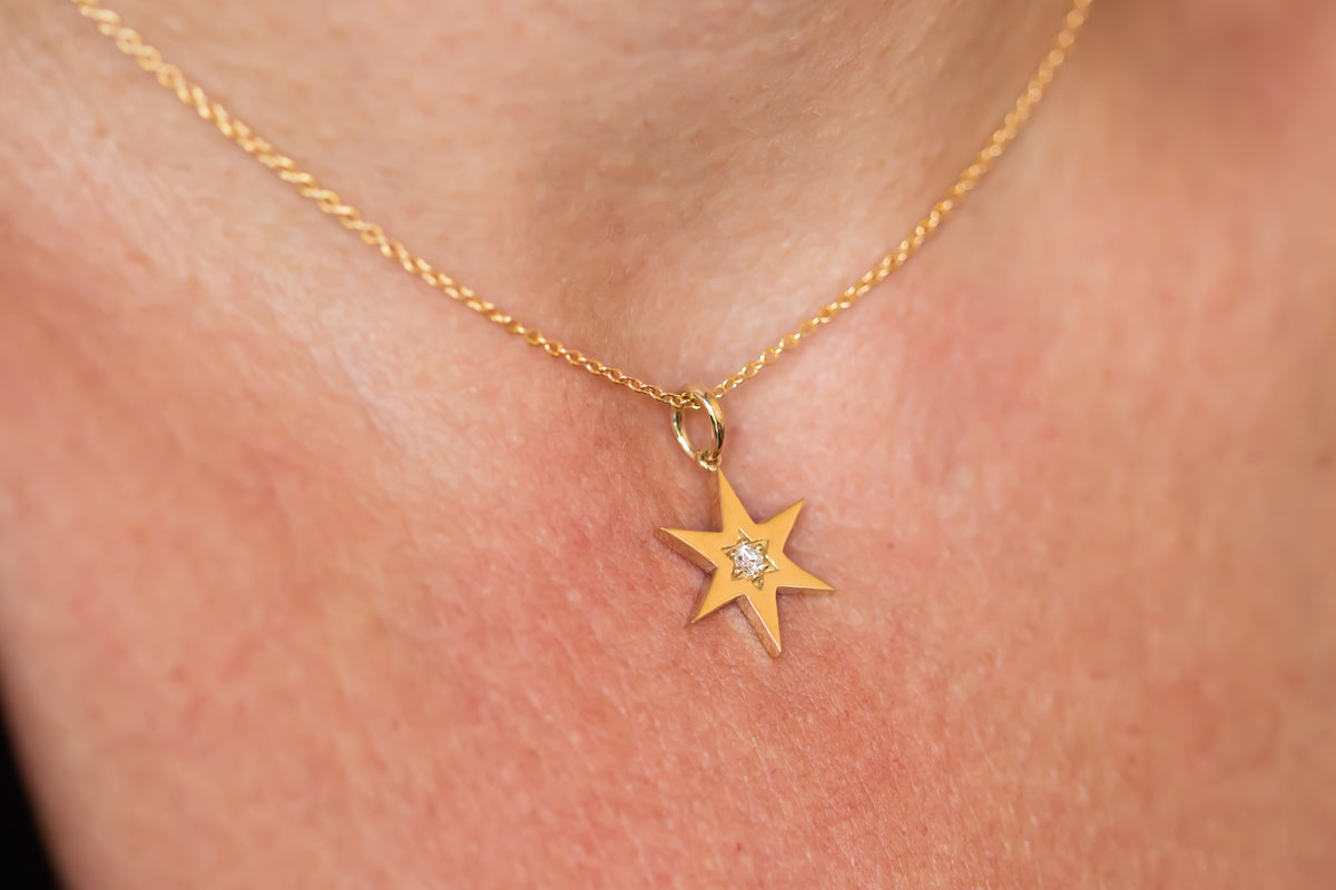 Zohar | Pointed Star of David Necklace with Diamond