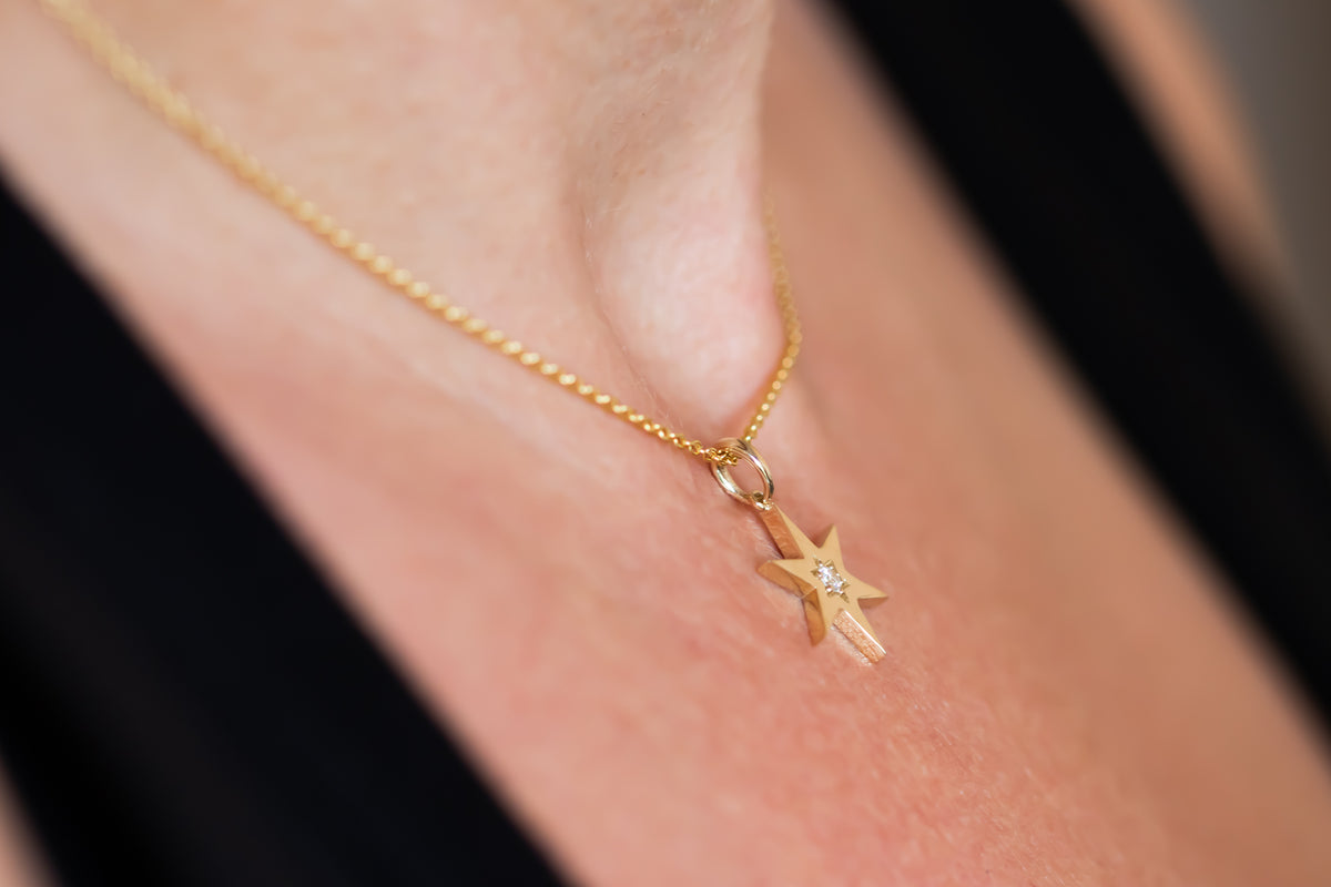 Zohar | Pointed Star of David Necklace with Diamond