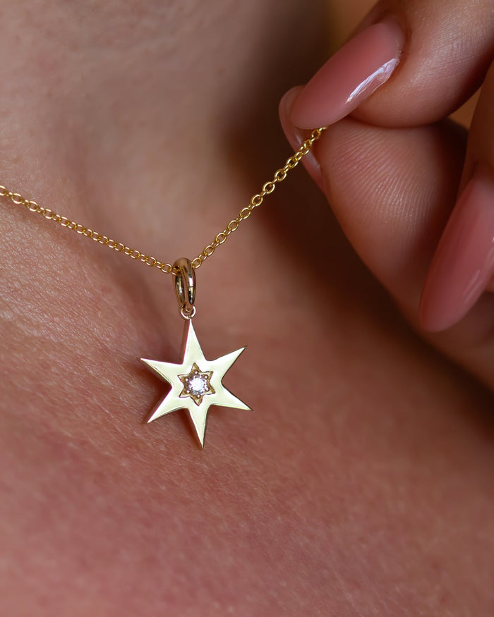 Zohar | Pointed Star of David Necklace with Diamond