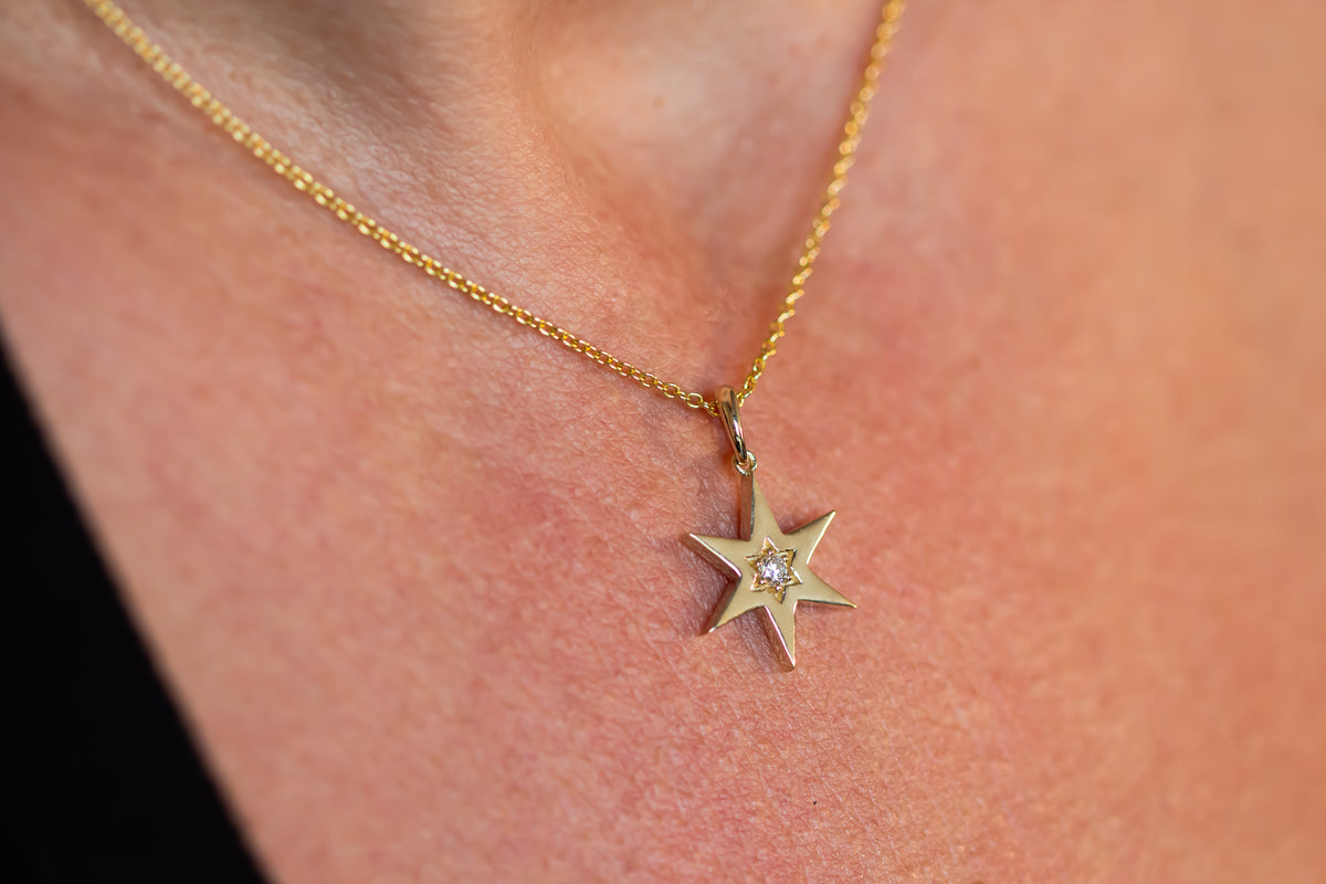 Zohar | Pointed Star of David Necklace with Diamond