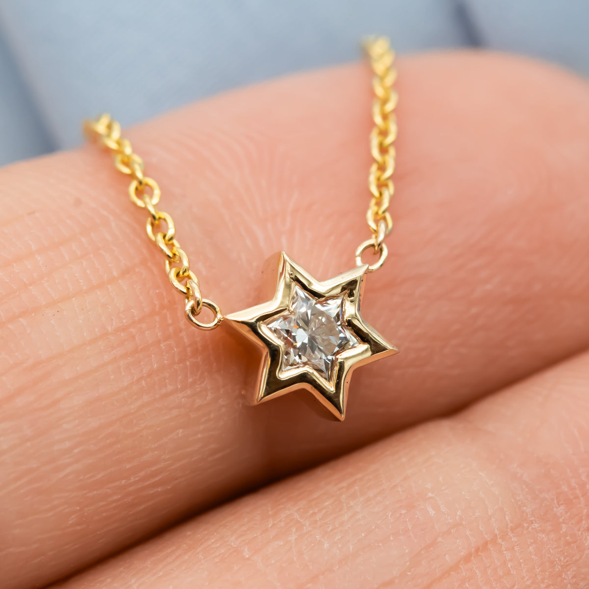Unique Star of David Cut Diamond Pendant Necklace ©