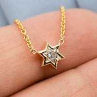 Unique Star of David Cut Diamond Pendant Necklace ©