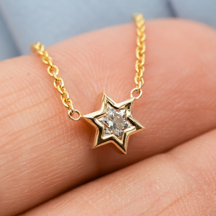 Unique Star of David Cut Diamond Pendant Necklace ©