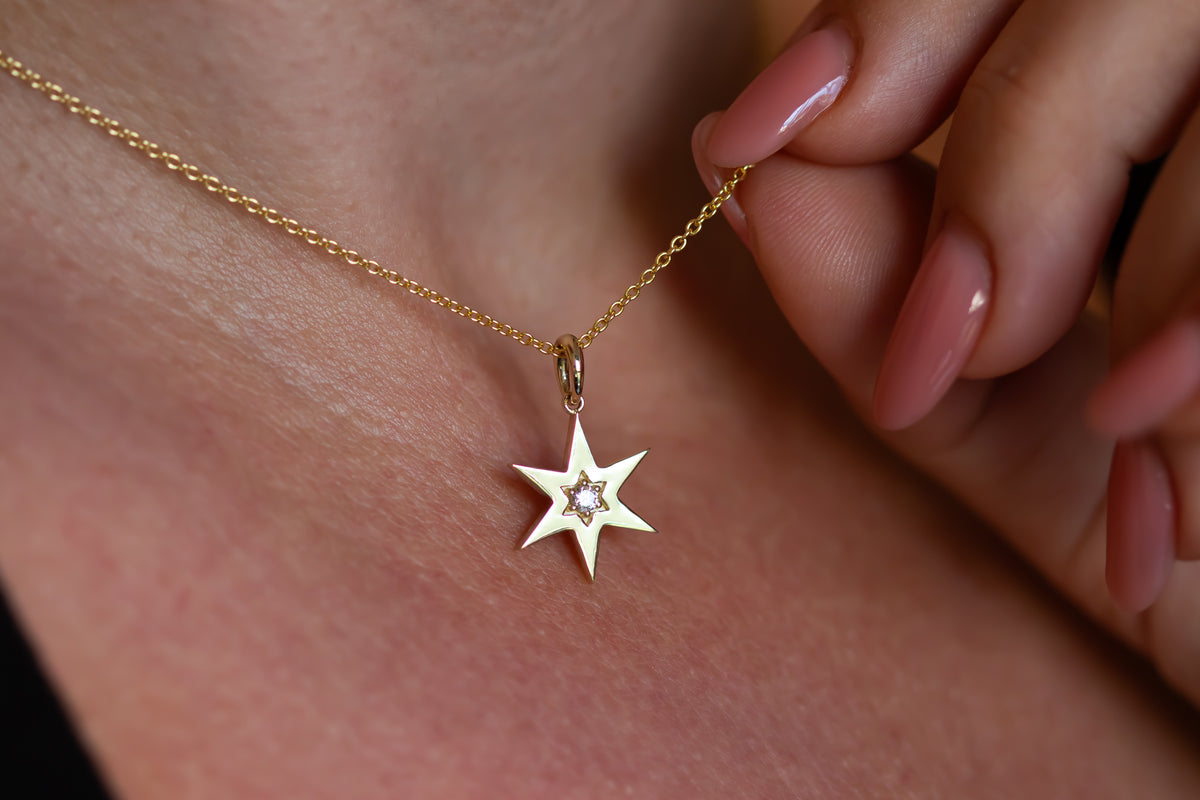Zohar | Pointed Star of David Necklace with Diamond