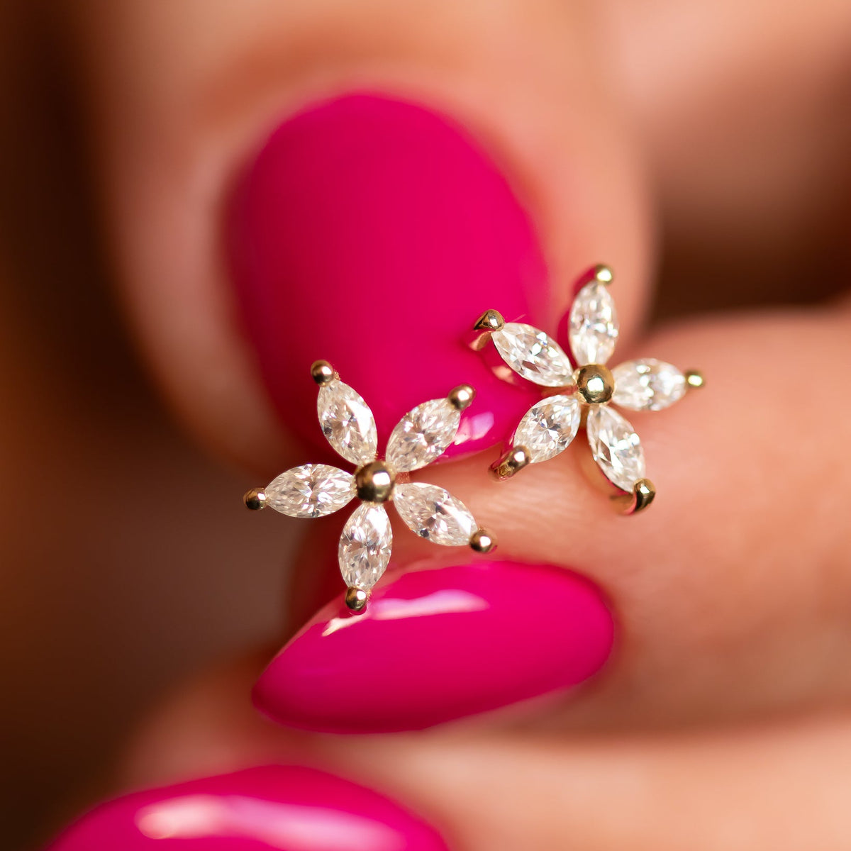 Petal Diamond Flower Studs