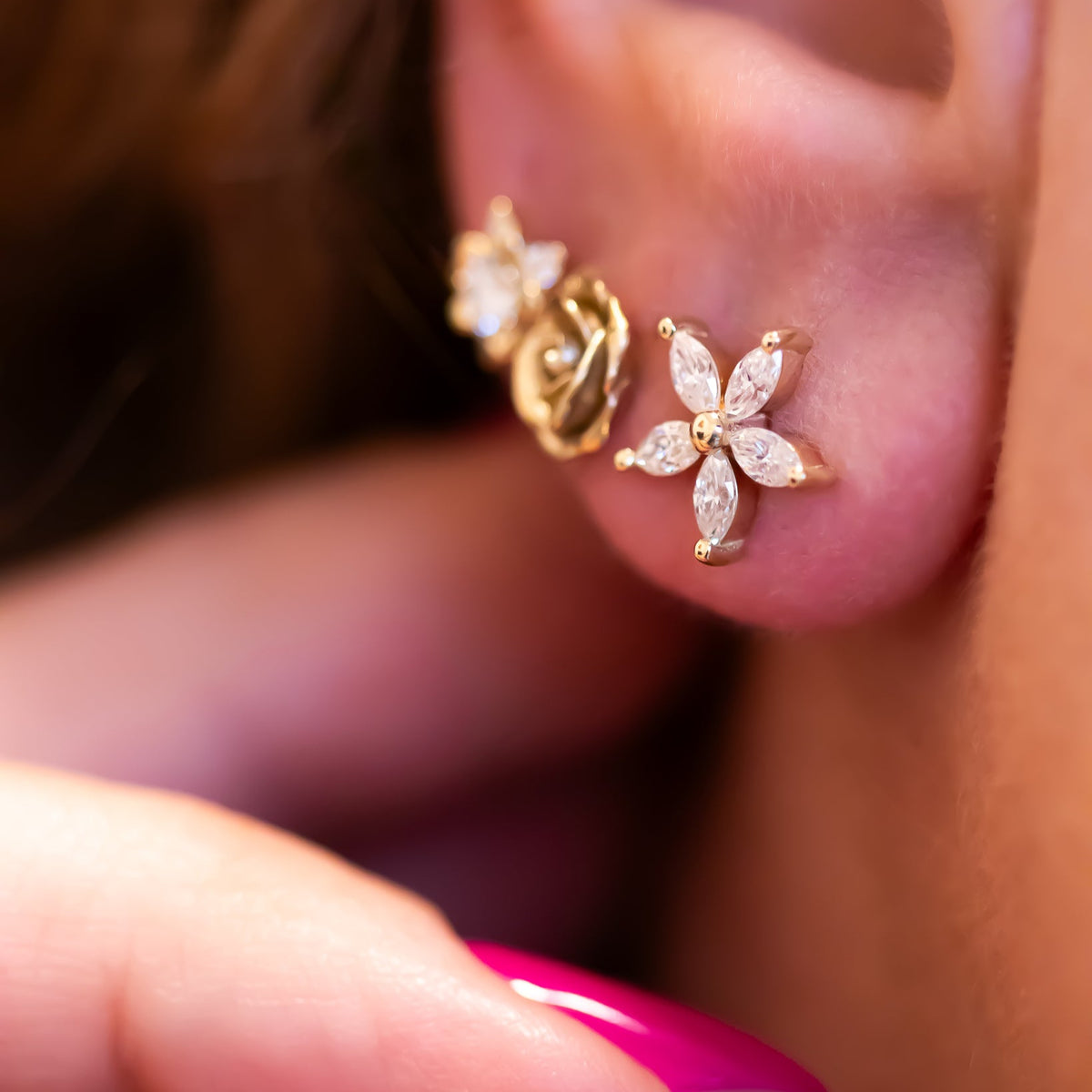 Petal Diamond Flower Studs