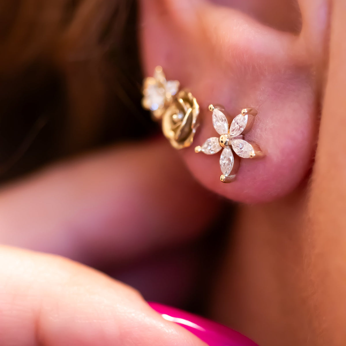 Rose Flower Stud Earrings