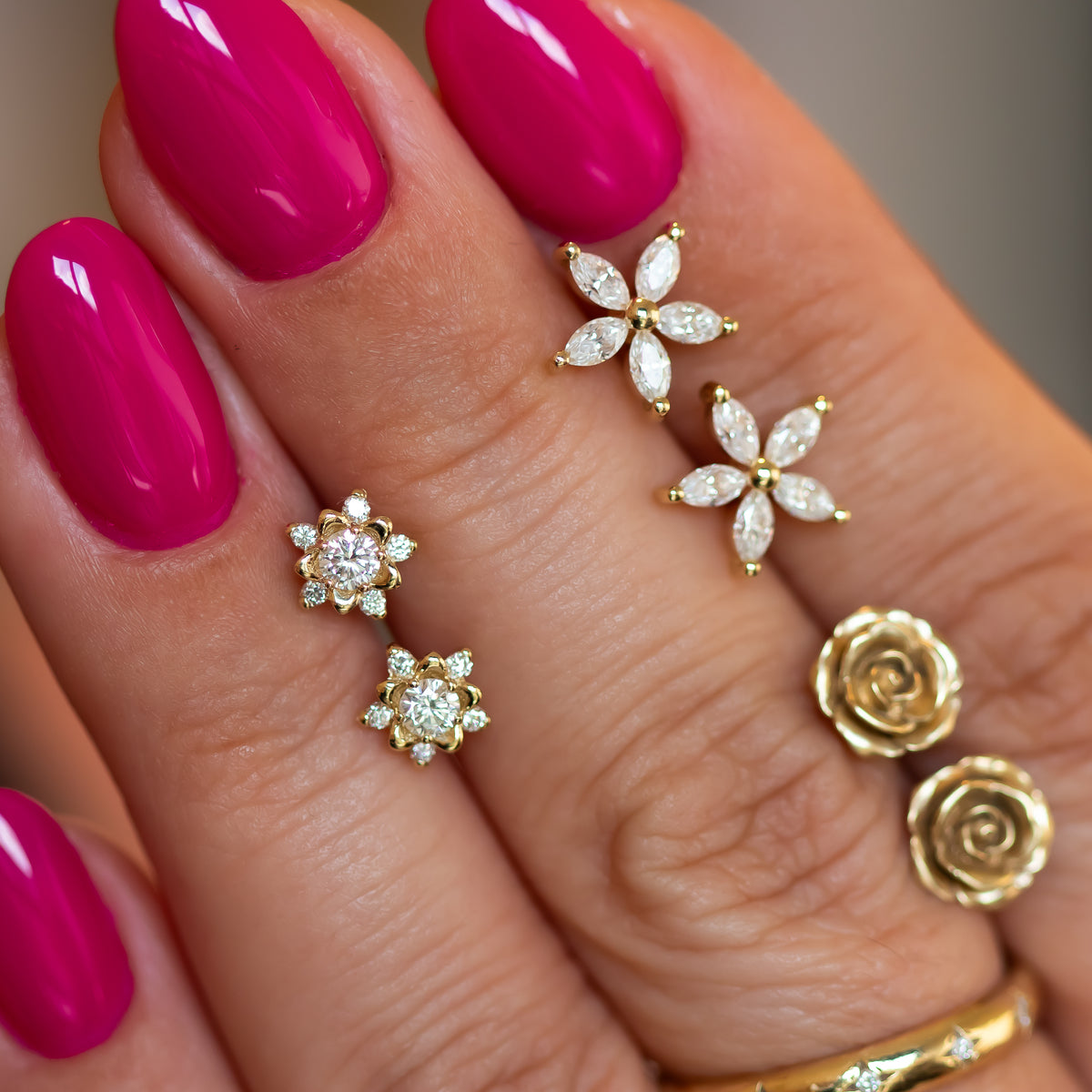Wildflower Diamond floral Stud Earrings