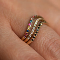 Wave curved Diamond wedding band in 14k gold