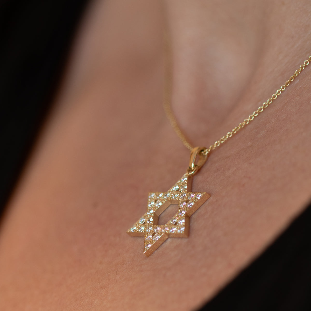 Big Diamond Star of David Pendant Necklace
