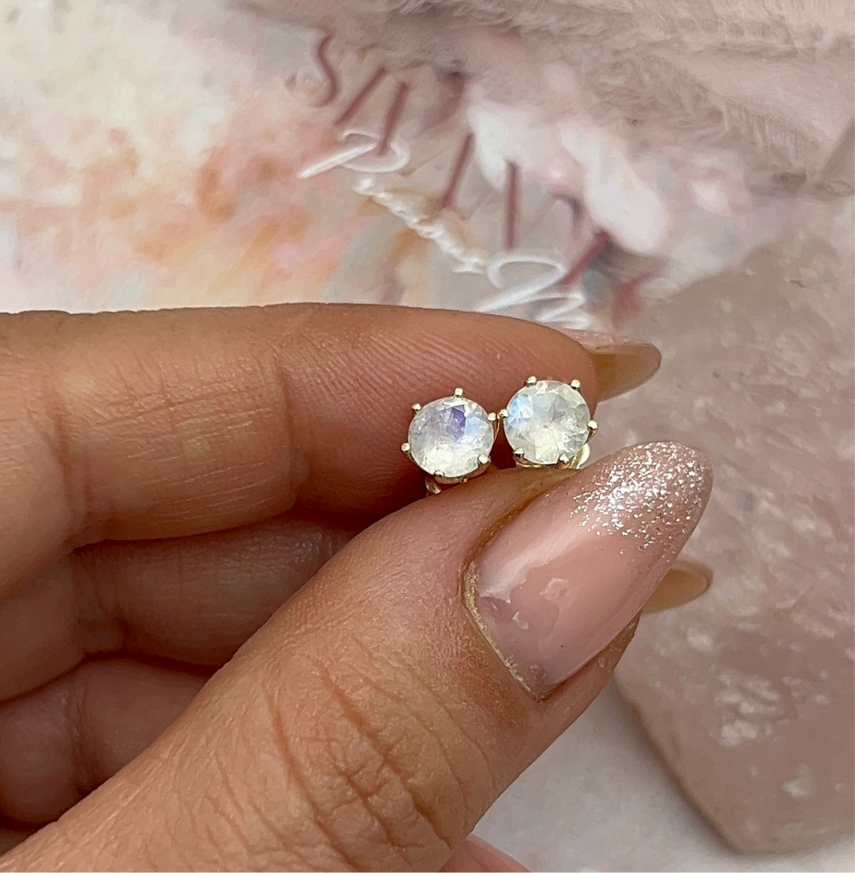 Moonstone Stud Earrings | 6 mm