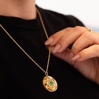 Marissa | Gold Star of David Necklace with Emeralds