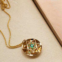 Marissa | Gold Star of David Necklace with Emeralds