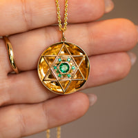 Marissa | Gold Star of David Necklace with Emeralds