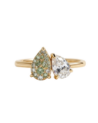 Elara Green Toi et Moi diamond and sapphire engagement ring