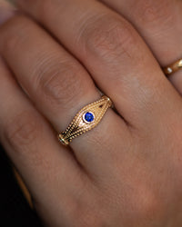 Evil Eye Ring with Diamonds and Blue Sapphire