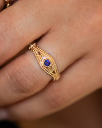 Evil Eye Ring with Diamonds and Blue Sapphire