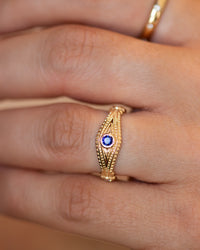Evil Eye Ring with Diamonds and Blue Sapphire