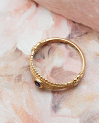Evil Eye Ring with Diamonds and Blue Sapphire