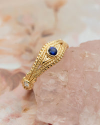Evil Eye Ring with Diamonds and Blue Sapphire