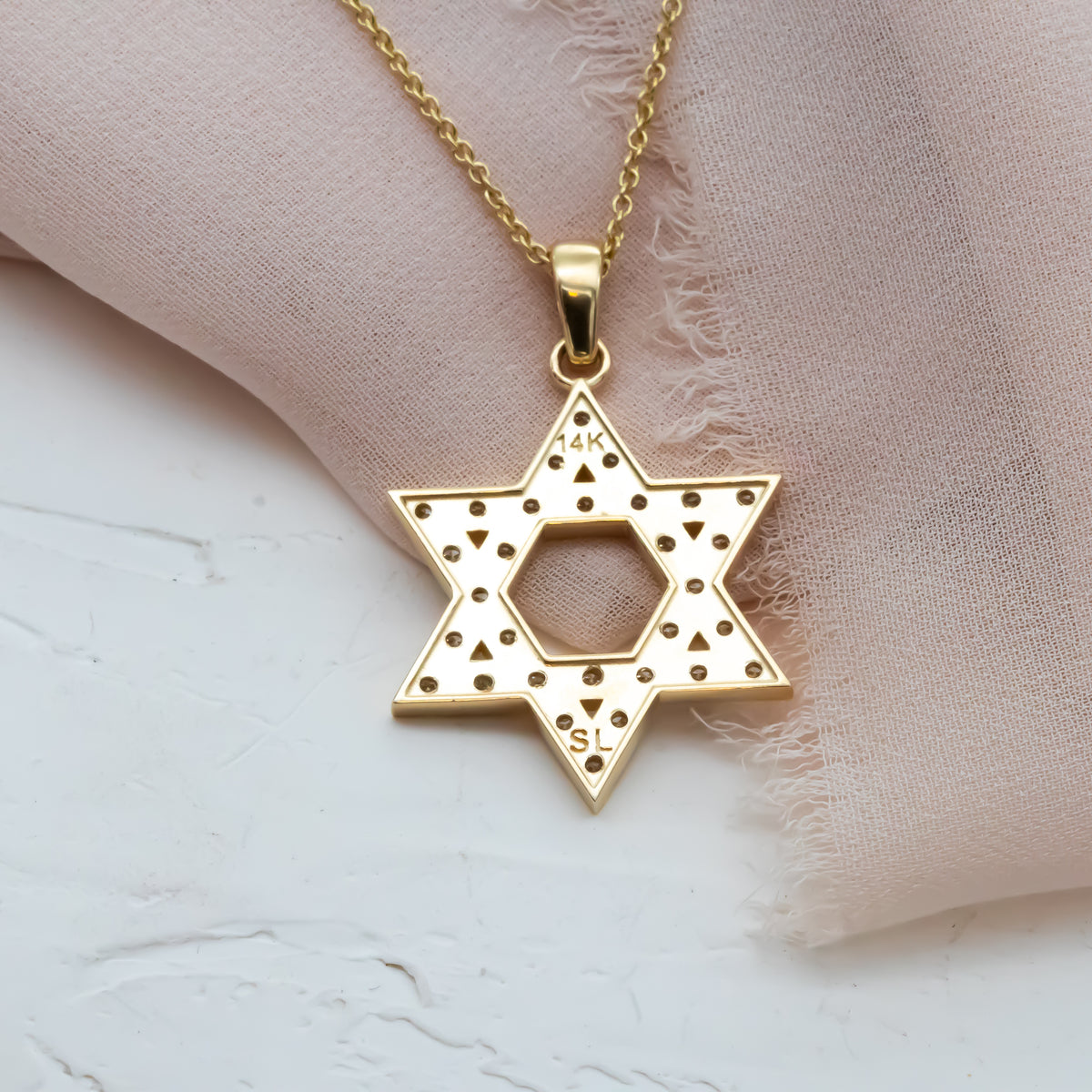 Big Diamond Star of David Pendant Necklace