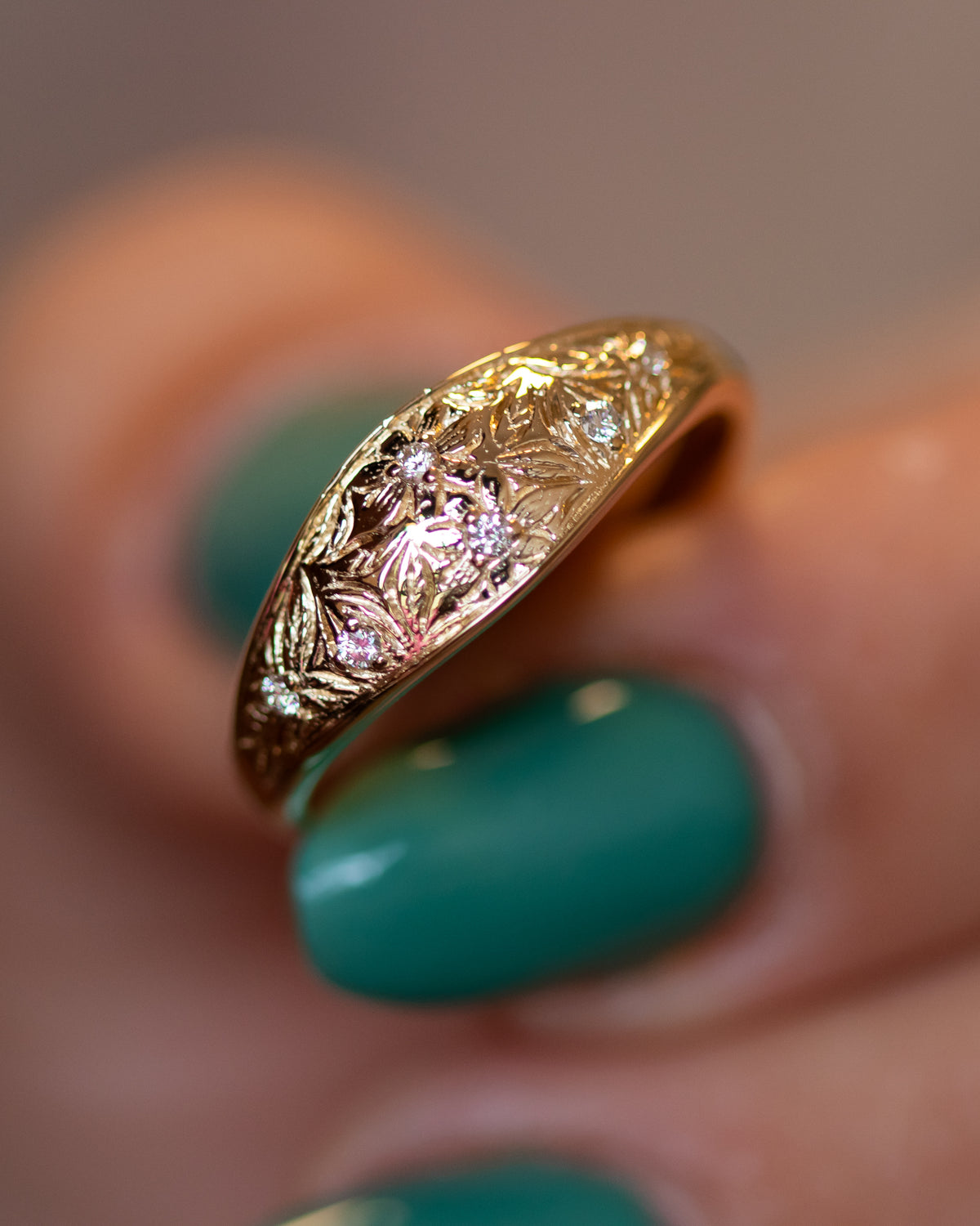 Faye - Diamond Floral Gold Ring