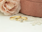 Engagement Ring Set - Small Diamond Engagement Ring and Wedding Band