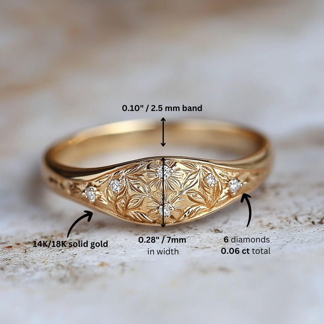 Faye - Diamond Floral Gold Ring