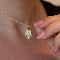 Floral Hamsa Pendant Necklace