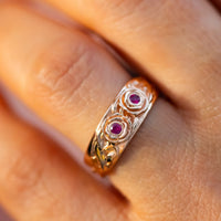 Blooming Hearts | Floral Ring with Ruby Gemstones