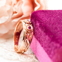 Blooming Hearts | Floral Ring with Ruby Gemstones