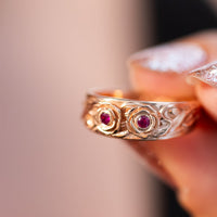 Blooming Hearts | Floral Ring with Ruby Gemstones