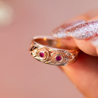 Blooming Hearts | Floral Ring with Ruby Gemstones
