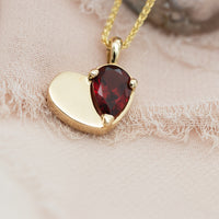 Garnet Heart Pendant Necklace