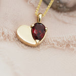 Garnet Heart Pendant Necklace