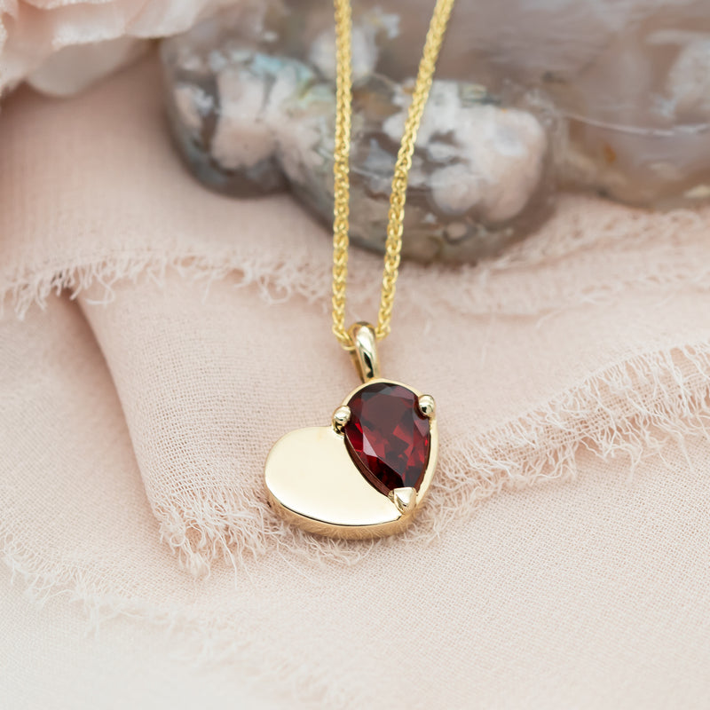 Garnet Heart Pendant Necklace