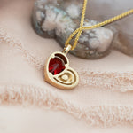 Garnet Heart Pendant Necklace