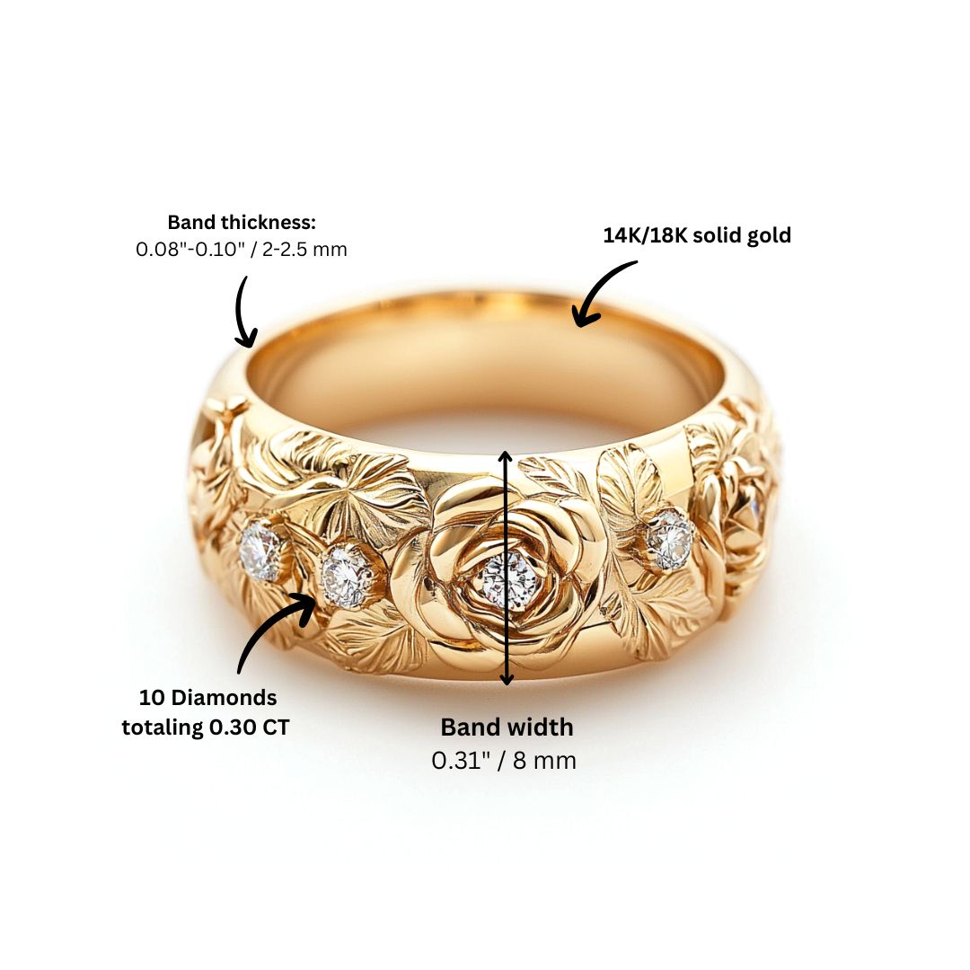 Golden Bloom Floral Diamond Ring | Sacred Garden Collection